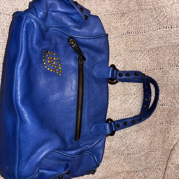 Betsey Johnson Queen of the Night Electric Blue Studded Leather Satchel Handbag - Picture 4 of 11